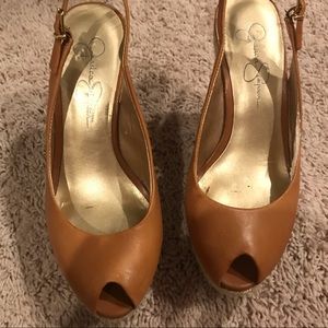 Jessica Simpson tan wedge